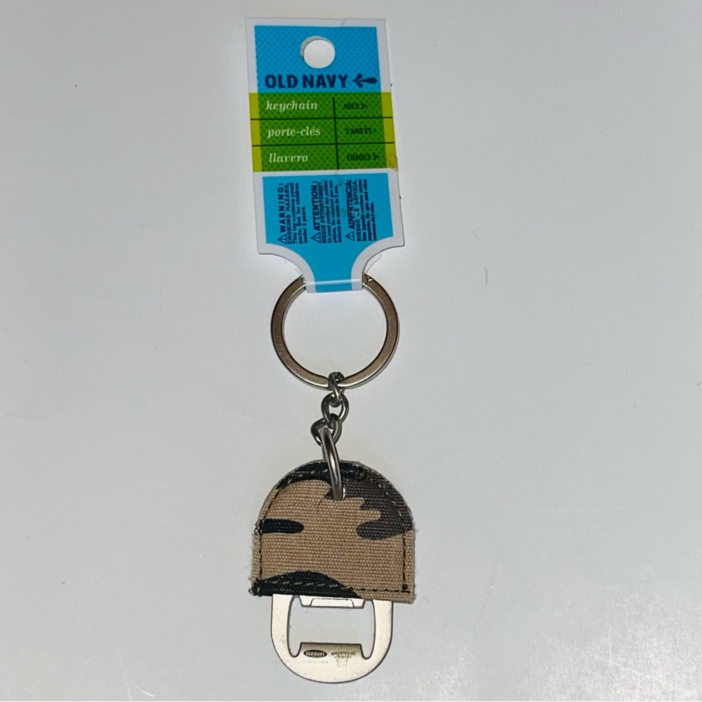 Old Navy Brown Camouflage Bottle Opener Key Chain